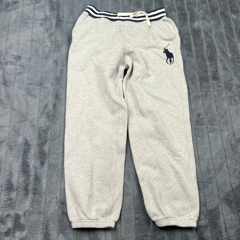 Polo Ralph Lauren Kids Gray Big Pony Fleece Sweatpants Joggers Size L 14-16